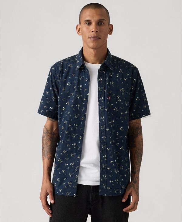 リーヴァイズジーンズ メンズ トップス プルオーバー 半袖 Levi\u0027s Men\u0027s Classic Pocket Short-Sleeve Regular-Fit Shirt Dress Blue 青色