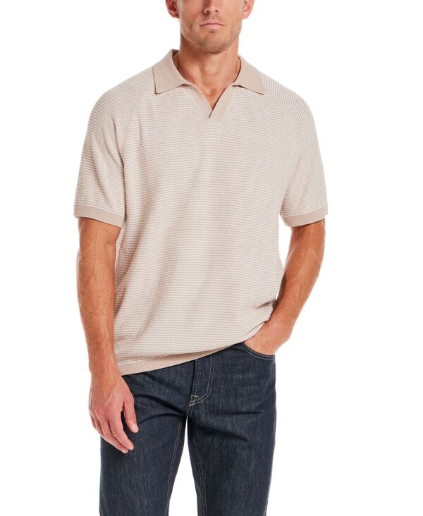 ウェザープルーフ メンズ トップス ポロシャツ セーター コットン ニット Weatherproof Vintage Men's Regular-Fit Stripe 100% Cotton Sweater-Knit Polo Shirt Oatwist ストライプ｜ReVida 店