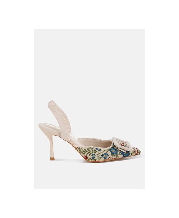 ロンドンラグ レディース シューズ サンダル 刺繍 ヒール London Rag Womens Miraya Embroidered Buckle Detail Stiletto Heels Beigembroidered fabric ベージュ