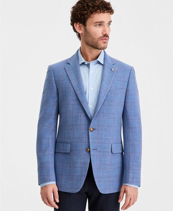 テッドベーカー メンズ アウター ジャケット・ブルゾン ブレザー Ted Baker Men's Blue Plaid Modern-Fit Blazer BLUE ブルー 55,080円