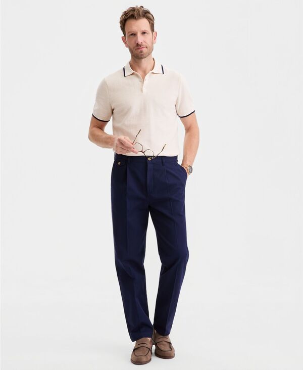 クラブルーム メンズ ボトムス カジュアルパンツ プリーツ Club Roomen's Pleated Herringbone Twill Pants Macy's Exclusive Navy Blue ネイビー｜ReVida 店
