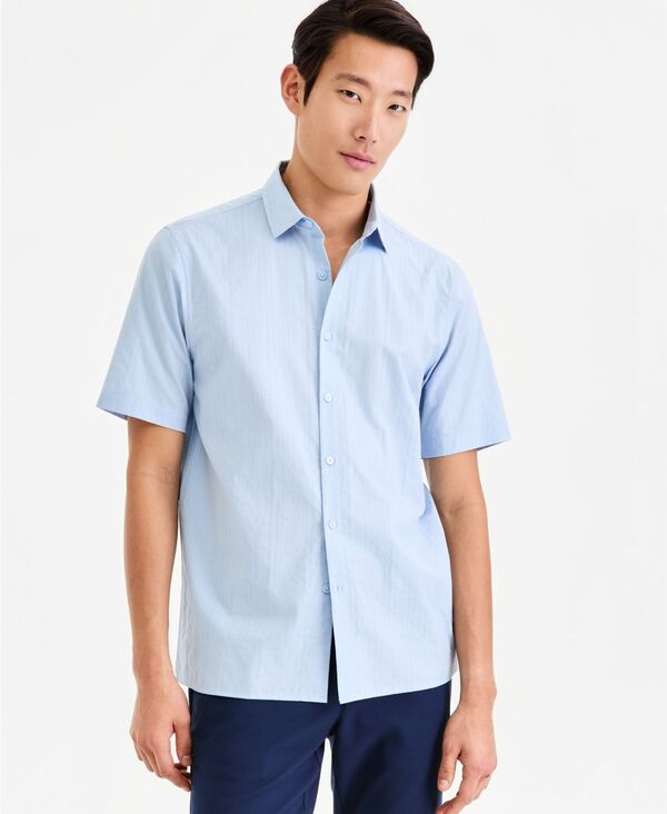 アルファニ メンズ トップス シャツ 半袖 Alfani Men'short-Sleeve Solid Texture Shirt Macy's Exclusive Downpour Blue ブルー 12,946円