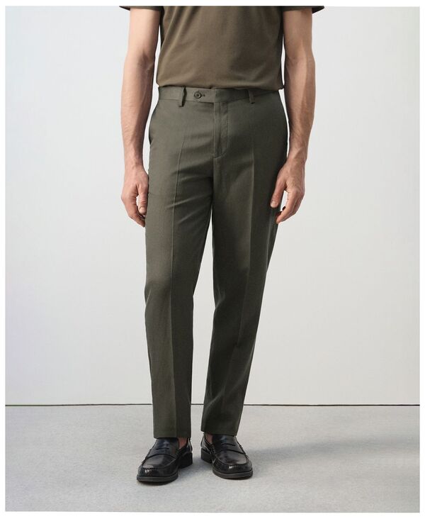 マンゴ メンズ ボトムス カジュアルパンツ スリムフィット MANGO Men's Amalfi Slim Fit Suit Pants Khaki カーキ