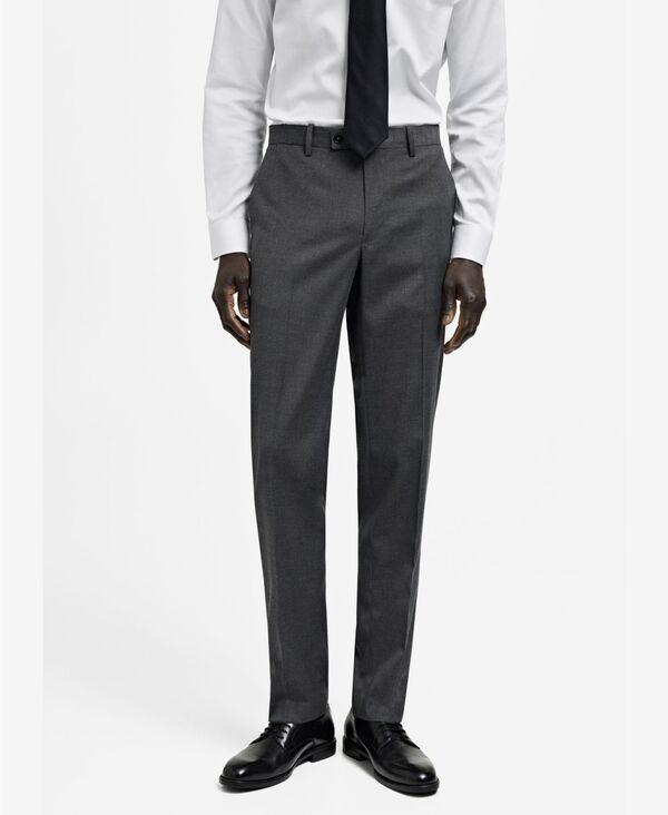 マンゴ メンズ ボトムス 心地好いズボン下 MANGO Men\u0027s Milan Slim-Fit Suit Pants Gray 薄墨色
