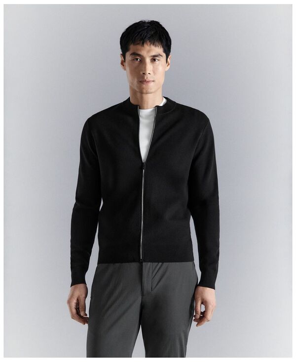 マンゴ メンズ アウター ニット・セーター カーディガン MANGO Men Comfort Stretch Knit Cardigan Sweater Black ブラック