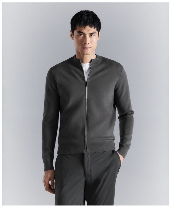 マンゴ メンズ アウター ニット・セーター カーディガン MANGO Men's Comfort Stretch Knit Cardigan Sweater Dark Gray グレー