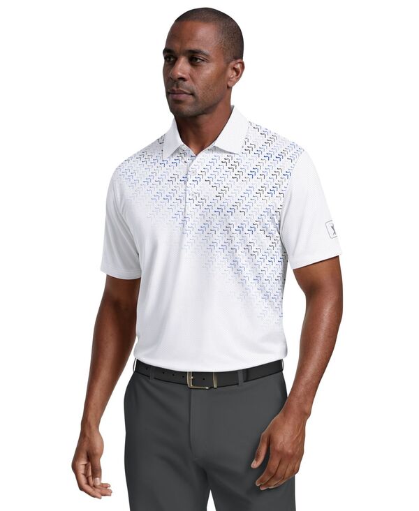 ピージーエーツアー メンズ トップス ポロシャツ アシンメトリー プリント PGA TOUR Men's Asymmetrical Print Golf Polo Shirt Bright White ホワイト｜ReVida 店 17,266円