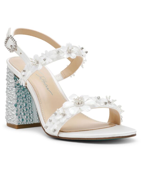 ベッツィジョンソン レディース シューズ サンダル ヒール Betsey Johnson Women's Drue Block Heel Dressandals Ivory アイボリー｜ReVida 店