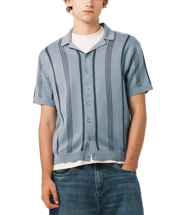 バッファロー・デイビッド・ビトン メンズ アウター ニット・セーター 半袖 Buffalo David Bitton Men's Waldir Short-Sleeve Sweater Fadedenim デニム｜ReVida 店