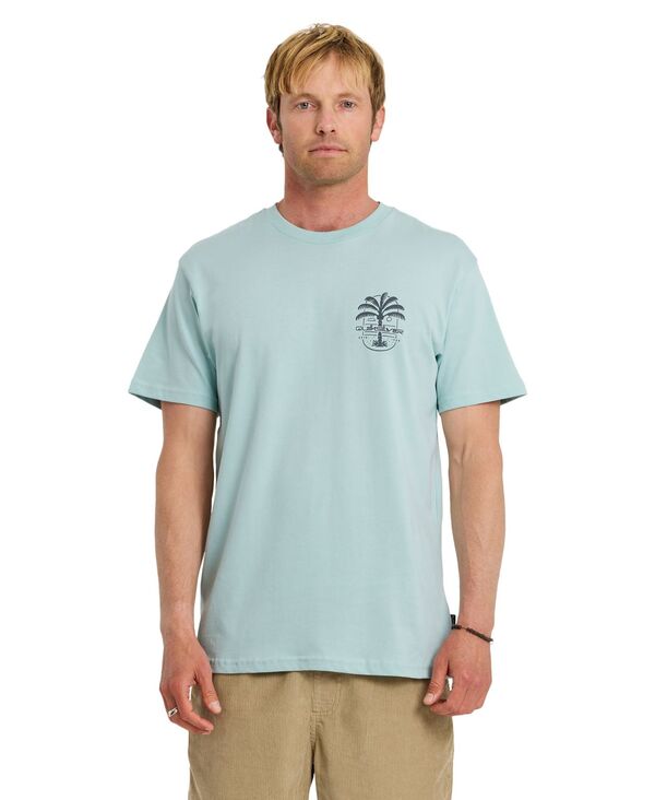クイックシルバー メンズ トップス Tシャツ プリント 半袖 Quiksilver Men's Uno Palm Print Short-Sleeve T-Shirt Blue haze ブルー