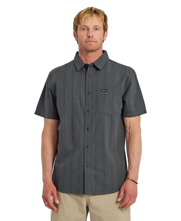 クイックシルバー メンズ トップス シャツ 半袖 Quiksilver Men's Dobby Stripe Short-Sleeve Shirt Gray グレー