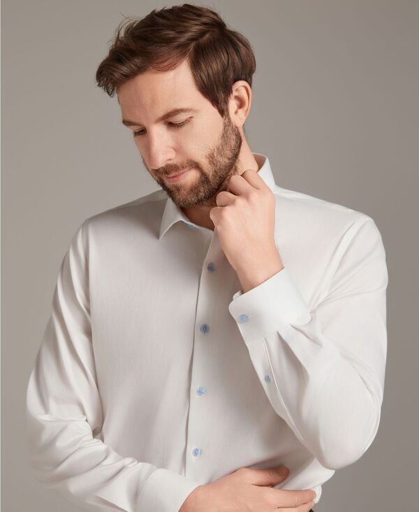 バースリー メンズ トップス シャツ コントラスト Bar III Men'sateen Solid Contrast Buttons Dresshirt Macy's Exclusive Bright White/Pale Indigo ホワイト 16,186円