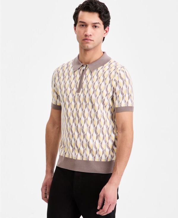 ヒューゴボス メンズ トップス ポロシャツ 半袖 Hugo Boss Men's Jacquard Half-Zip Short-Sleeve Polo Shirt open miscellaneous
