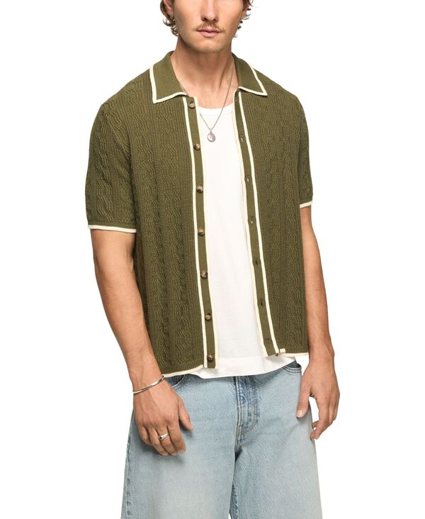 ラッキーブランド メンズ トップス シャツ Lucky Brand Men's Piping Detail Spread-Collar Shirt Burnt Olive オリーブ