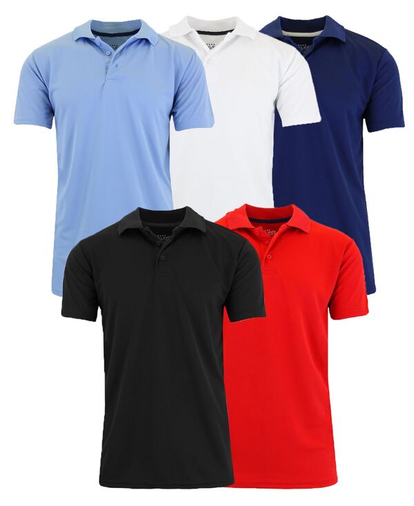 ギャラクシーバイハルビック メンズ トップス ポロシャツ Galaxy By Harvic Men's Regular-Fit Moisture-Wicking Polo Shirt Set 5-Pack Light-Blue/White/Navy/Black/Red ホワイト|ReVida 店