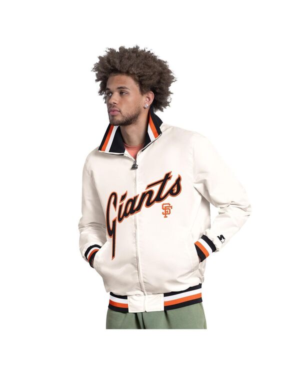 スターター メンズ アウター ジャケット・ブルゾン キャップ ロゴ Starter Men's White San Francisco Giants The Captain Cooperstown Logo Full-Zip Varsity Jacket White Black ホワイト