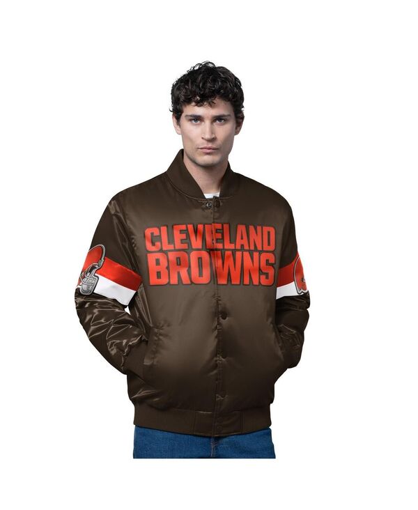 スターター メンズ アウター ジャケット・ブルゾン サテン Starter Men's Brown Cleveland Browns Triple Option Satin Varsity Full-Snap Jacket Brown ブラウン