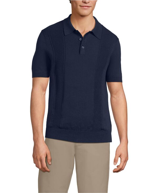 ランズエンド メンズ アウター ニット・セーター ボタンダウン ポロシャツ ダウン Lands' End Men'short Sleevertical Ributton Down Sweater Polo Radiant navy ネイビー