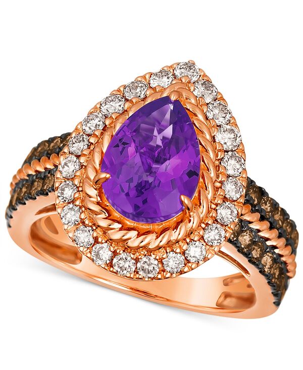 ル ヴァン レディース アクセサリー リング Le Vian Grape Amethyst (1-5/8 ct.w.) Chocolate Diamonds (1/2 ct.w.) & Nude Diamonds (1/2 ct.w.) Pear-Shape Ring in 14k Rose No Color グレープ