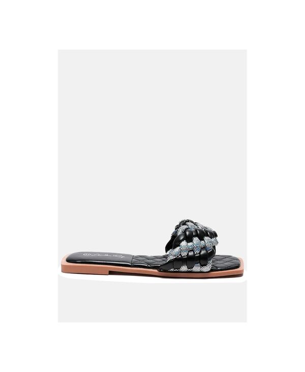 ロンドンラグ レディース シューズ パンプス トール London Rag Women's Alliumetallic Woven Strap Flats Black ブラック