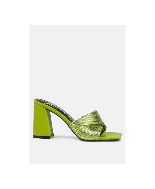 ロンドンラグ レディース シューズ サンダル ヒール London Rag Womensaltyou Crinkled Triangular Block Heel Sandals Green グリーン