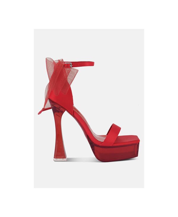 ロンドンラグ レディース シューズ サンダル サテン ヒール London Rag Womens Kiri Satin Clear Higheeled Bow Sandals Red レッド