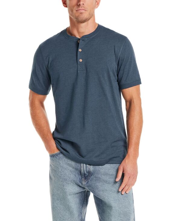 ウェザープルーフ メンズ トップス シャツ 半袖 Weatherproof Vintage Men'short-Sleeve Melange Henley Shirt Deep Cobalt コバルト｜ReVida 店