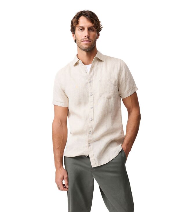 ロッドアンドグン メンズ トップス シャツ リネン Rodd & Gunn Men's Palm Beach Linen Sports-Fit Shirt Oatmeal オートミール|ReVida 店