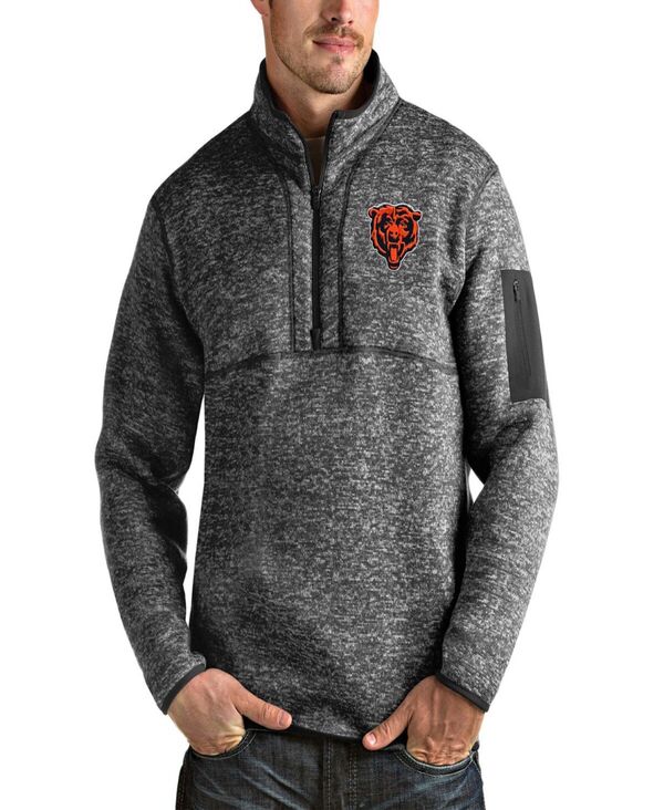 アンティグア メンズ アウター ジャケット・ブルゾン Antigua Men's Heathered Charcoal Chicago Bears Bear Head Fortune Quarter-Zipullover Jacket Heather Charcoal チャコール