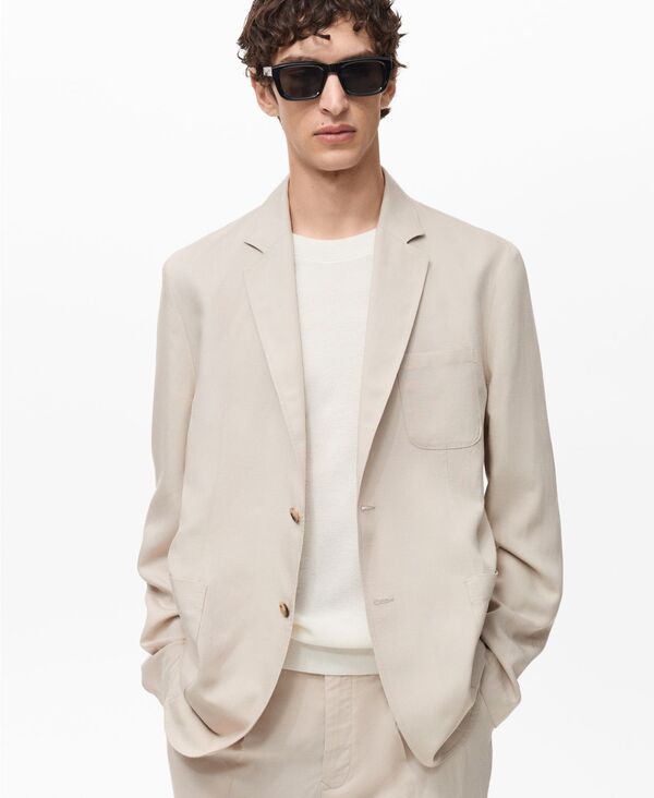 マンゴ メンズ アウター ジャケット・ブルゾン リネン MANGO Men'slim-Fit Linen Jacket Ecru エクリュ