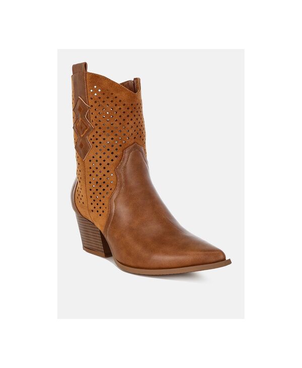 ロンドンラグ レディース シューズ ブーツ・レインブーツ London Rag Womens Prosia Woven Cowboy Boots Tan Faux Leather + Microfiber タン