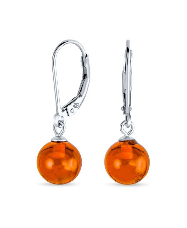 ブリング レディース アクセサリー ピアス・イヤリング Bling Jewelry Simple Round Basic Natural Or Honey Amber Bead Ball Drop Danglearringsterling Brown ブラウン