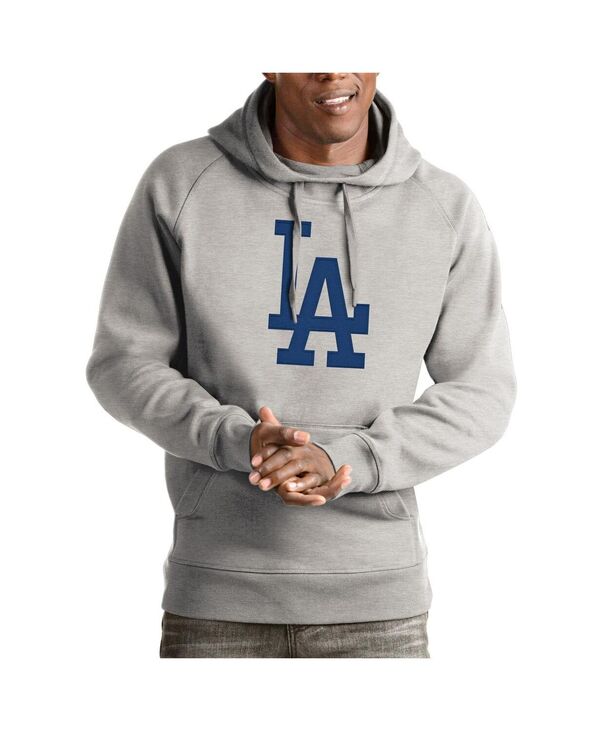 アンティグア メンズ アウター パーカー・スウェット Antigua Men's Heathered Gray Los Angeles Dodgers Victory Pullover Hoodie Heather Gray グレー