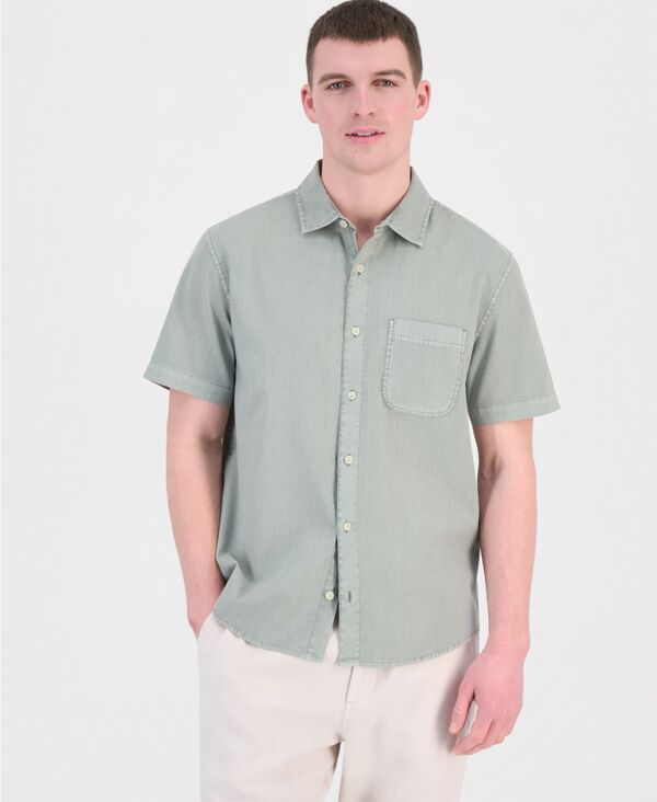 サンストーン メンズ トップス シャツ リネン Sun + Stone Men's Garment Dyed Linen Blend Hero Shirt Macy's Exclusive Vintage Sage セージ