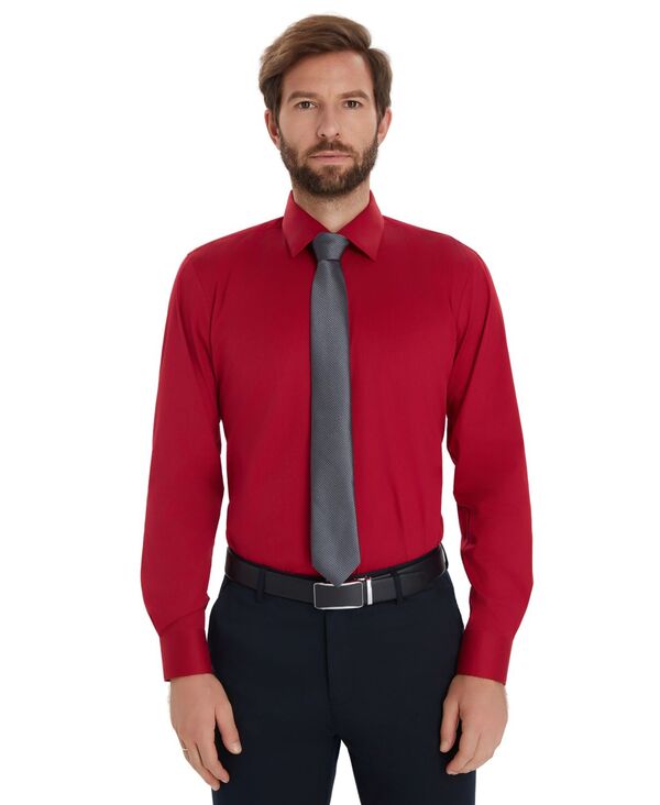 アルファニ メンズ トップス プルオーバー Alfani Men\u0027solid Slim-Fit Dresshirt Macy\u0027s Exclusive Red 赤いこと