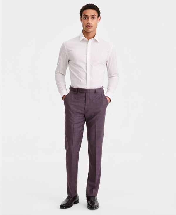 カルバンクライン メンズ ボトムス カジュアルパンツ ウール Calvin Klein Men'slim-Fit Wool-Blend Suit Separates Pants Purple パープル