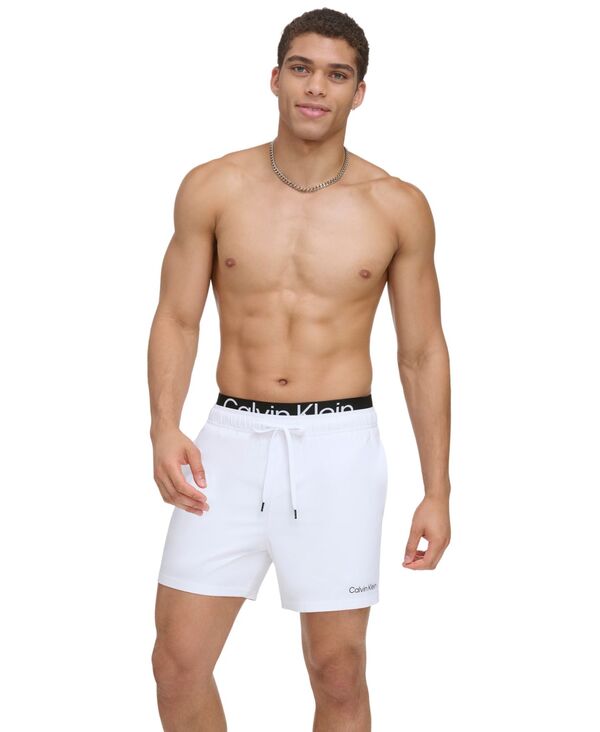 カルバンクライン メンズ 水着 ハーフパンツ・ショーツ ロゴ Calvin Klein Men's Logo Elastic Waist Modern Euro 5\
