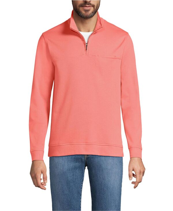 ランズエンド メンズ アウター パーカー・スウェット ハーフジップ シャツ Lands' End Men's Long Sleeve Travel Kit Pique Quarter Zip Sweatshirts Coral clay コーラル