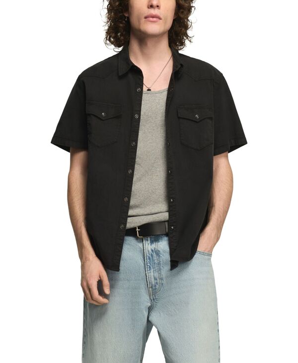 ラッキーブランド メンズ トップス シャツ 半袖 Lucky Brand Men'short-Sleeve Regular-Fit Western Shirt Phantom