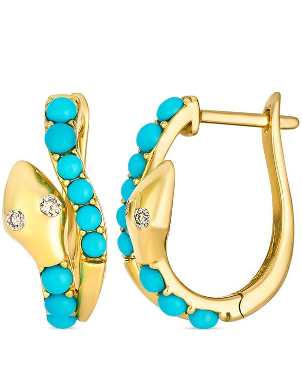 ル ヴァン レディース アクセサリー ピアス・イヤリング Le Vian Turquoise (1-1/50 ct.w.) & Nude Diamond (2/25 ct.w.) Snake Hoop Earrings in 14k Honeyellow Gold イエロー 418,410円