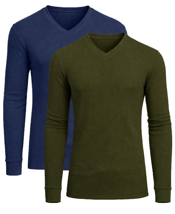 ギャラクシーバイハルビック メンズ トップス シャツ Vネック 長袖 Galaxy By Harvic Men's Long-Sleeve V-Neck Thermal Shirt 2-Pack Navy/Olive ネイビー 8,455円