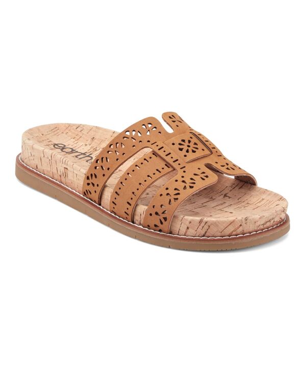 地べた レディース シューズ スリッポン・ローファー サンダル Earth Women\u0027s Fairren Flat Slip-On Footbed Sandals Natural