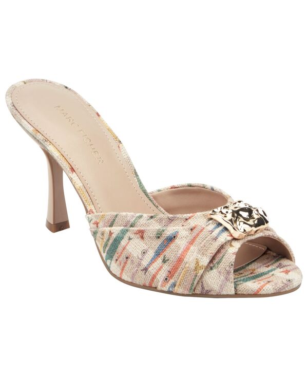 マークフィッシャー レディース シューズ スリッポン・ローファー サンダル Marc Fisher Women\u0027s Voni Embellished Slip-On Dressandals Natural Fish Print