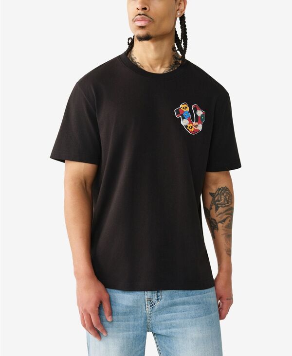 トゥルーレリジョン メンズ トップス Tシャツ 半袖 True Religion Men'short-Sleeve Garden Horseshoe T-Shirt Jet Black ブラック