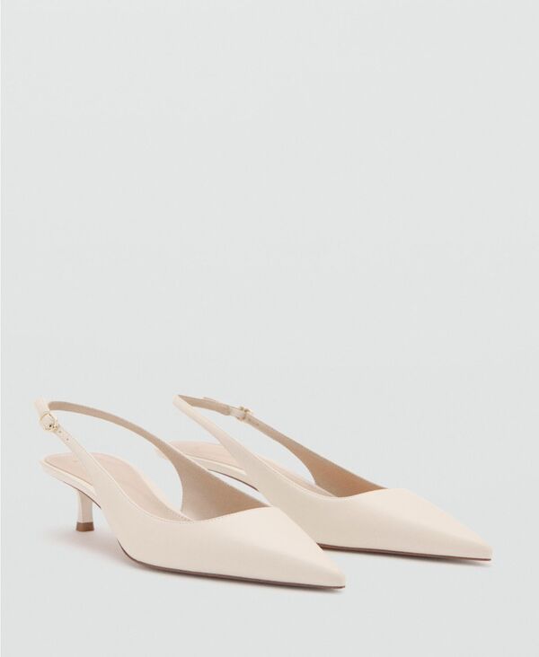 マンゴ レディース シューズ パンプス 踵 MANGO Women\u0027s Kitten-Heel Pointed Shoes Ecru エクリュ