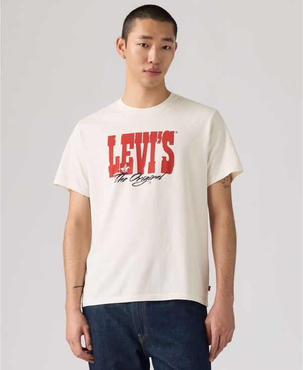 リーバイス メンズ トップス Tシャツ ロゴ グラフィック Levi's Premiumen's Relaxed-Fit Logo Graphic T-Shirt Egret｜ReVida 店