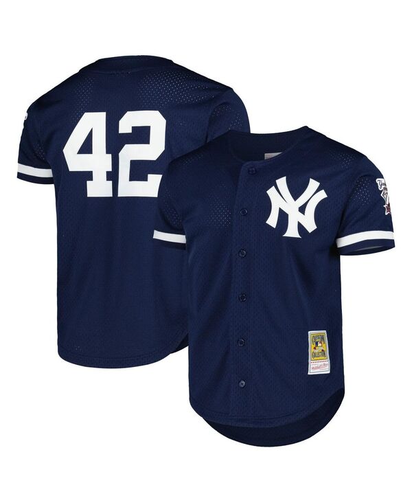 ミッチェル&ネス メンズ トップス シャツ メッシュ ジャージー Mitchell & Ness Men's Mariano Rivera Navy New York Yankees Cooperstown Collection Mesh Batting Practice Button-Up Jersey Navy ネイビー