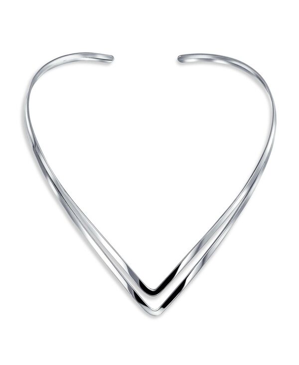 ブリング レディース アクセサリー ネックレス・チョーカー・ペンダントトップ レース Bling Jewelry Basic Simple Double V Shape Geometricollar Statement Necklace Silver Sterling Silver シルバー