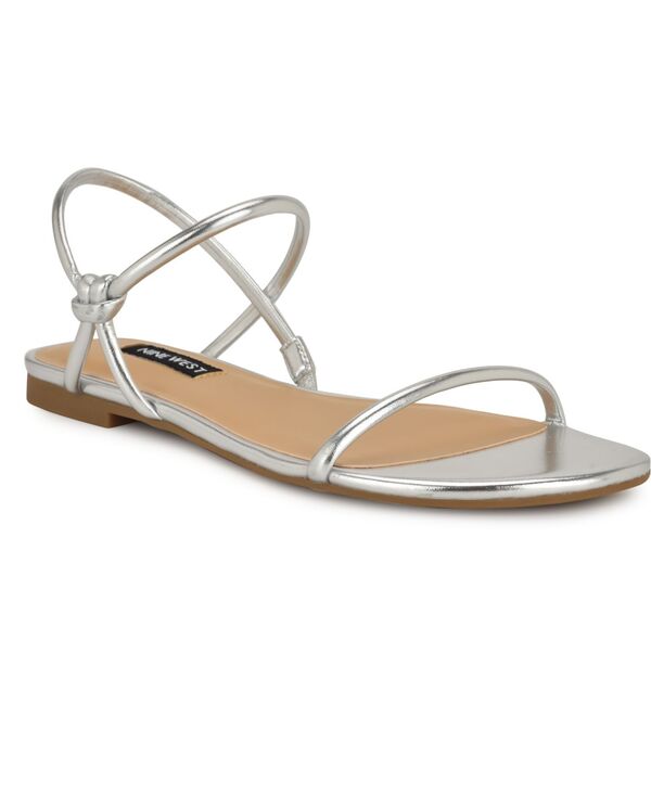 ナインウェスト レディース シューズ サンダル Nine West Women's Maizy Strappy Flat Slip-On Sandalsilver シルバー