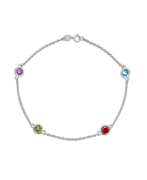 ブリング レディース アクセサリー ブレスレット・バングル・アンクレット アンクル Bling Jewelry Elegant Delicate Multi Color Cubic Zirconia CZ By The Yard Anklet Chain Link Ankle Bracelet .925 Sterling Multicolor マルチカラー